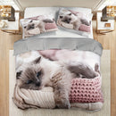 Axyaa 3D Cat Print Duvet Cover Set - All Season Soft Comfort Bedding
