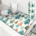 Axyaa Snowman Kitchen Counter Mat Non-slip Absorbent Tableware Drain Mat