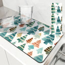 Axyaa Snowman Kitchen Counter Mat Non-slip Absorbent Tableware Drain Mat