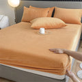 Axyaa Velvet Fitted Bed Sheet with Elastic Band - Winter Warm, Anti-Slip - All Sizes