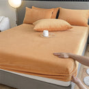 Axyaa Velvet Fitted Bed Sheet with Elastic Band - Winter Warm, Anti-Slip - All Sizes