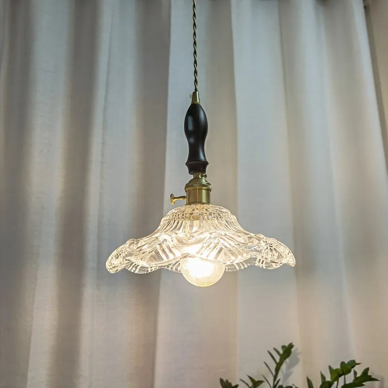 Axyaa Modern Wood Handle LED Pendant Light Fixtures for Dining Room