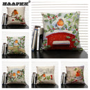 Axyaa Christmas Bird Snow Pattern 45x45cm Linen Pillow Case Home Sofa Decoration