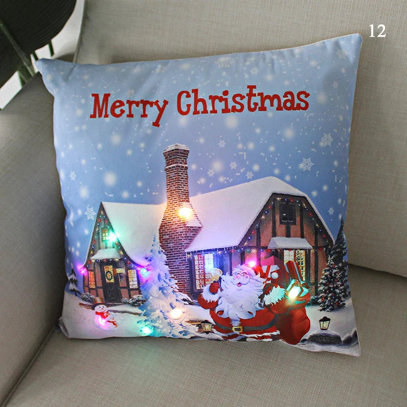Axyaa LED Santa Claus Cushion Cover: Festive Light-Up Pillowcase for Home Decor