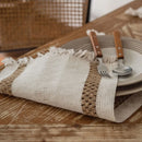Axya Cotton Linen Striped Table Runner with Dual Color Tassels