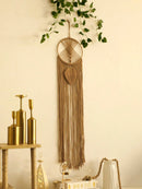Axyaa Circular Leaf Macrame Dreamcatcher: Boho Home Wall Hanging for Aesthetic Room Decor