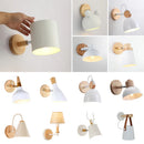 Nordic Wooden Wall Lights Bedside Lamp Modern Sconce for Bedroom with White Lampshade, Axyaa Brand
