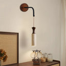 Axyaa Wood LED Wall Light with Adjustable Wire & Yellow Travertine Lampshade