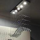 Axyaa Modern Rectangle K9 Crystal Chandelier LED Pendant Light for Living Room and Cafe