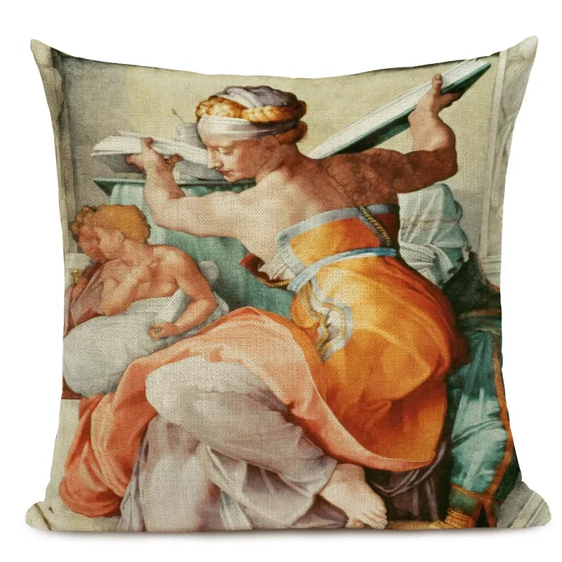 Michelangelo Genesis Mural Sofa Pillow Case by Axyaa - Renaissance Art Decoration