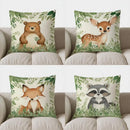 Axyaa Bear & Leaves Pillow Cover - Sofa Bedroom Car Decor Home Cotton Pillow Case