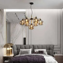 Axyaa Smoke Grey/Amber Multi Head Glass Chandelier for Modern Living Spaces