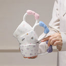 Axyaa Cute Cat Ceramic Coffee Mug with Large Handle and Knotbow Decor - 10oz
