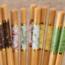 Axyaa Bamboo Chopsticks - Celadon Printed Set for Home Use