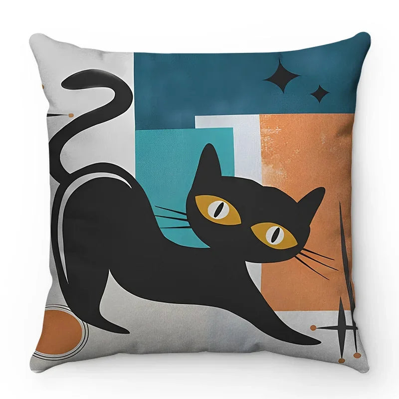 Axyaa Cartoon Cat Pattern Sofa Cushion Covers - Lovely Animal Pillowcase