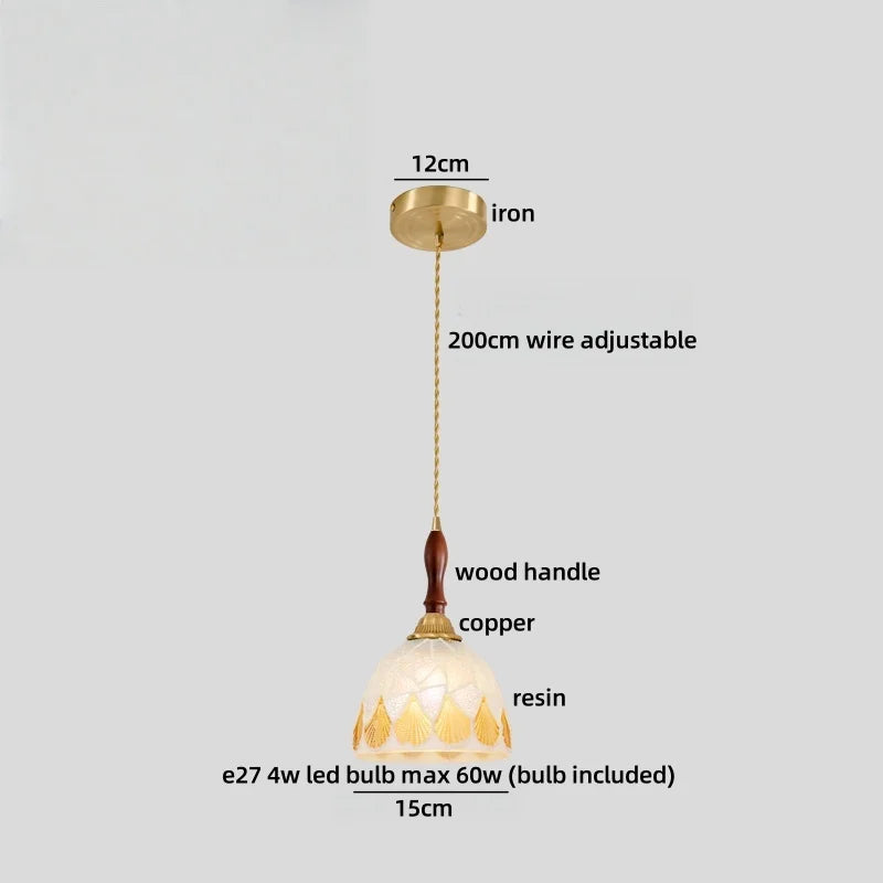 Axyaa White Ceramic Brass LED Pendant Light Modern Nordic Hanging Lamp