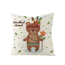 Axyaa Lovely Animals Linen Cushion Cover - Cute Bear Fox Deer Print