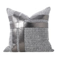 Axyaa Silver Gray PU Stitching Square Pillow Cushion - Luxury Model Room and Hotel Essential