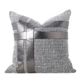 Axyaa Silver Gray PU Stitching Square Pillow: High-End Luxury Model Room Cushion