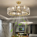 Axyaa Crystal Ceiling Fan Chandelier: Modern Bedroom Fan Light, Silent Design