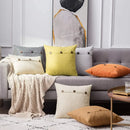 Axyaa Ivory Square Pillow Cover 18x18 with Coconut Buttons, Farmhouse Style