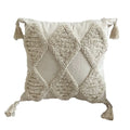Moroccan Beige Fringe Tufted Pillow Case for Chic Home Decor by Axyaa