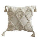 Moroccan Beige Fringe Tufted Pillow Case for Chic Home Decor by Axyaa