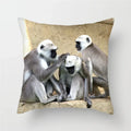 Axyaa Monkey Raccoon Pillow Cover - Wild Animal Print Sofa Decor Case