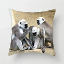 Axyaa Monkey Raccoon Pillow Cover - Wild Animal Print Sofa Decor Case