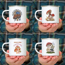 Axyaa Mushroom Enamel Coffee Mug with Handle - Creative Tea Water Cup Ideal for Travel