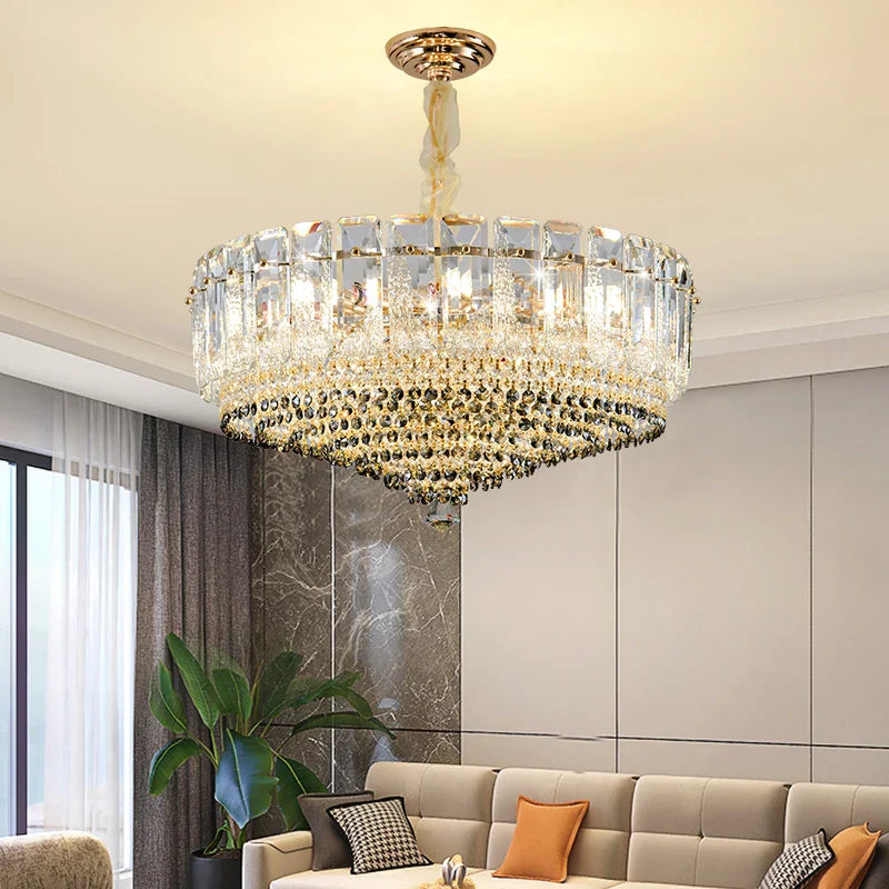 Axyaa Crystal Chandelier for Duplex Villa Hall - Elegant Living Room Lighting