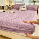 Axyaa Velvet Bed Sheet Set - Fitted Sheet + 2 Pillowcases - Winter Mattress Cover
