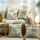 Axyaa Spring Flowers Linen Pillowcase: Bike Truck Print Cushion Cover 45x45CM
