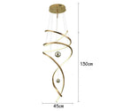 Axyaa Gold Spiral Staircase Chandelier for Dining Living Room Loft, Simple Luxury Hanging Lamps