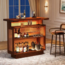 Axyaa Rattan 4-Tier Home Bar with Stemware Racks and Heightened Base