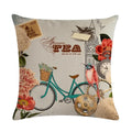 Axyaa Retro Bike Woman Linen Pillowcase 45*45cm Decorative Sofa Cushion Cover
