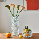 Axyaa Wrinkle Glass Vase: Desk Decoration, Hydroponics, Flower Pots