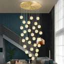 Axyaa Glass Ball LED Spiral Chandelier - Modern Lighting for Home, Restaurant, Hotel