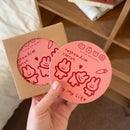 Axyaa Kawaii Pink Ceramics Drink Coasters Set - Cute Aesthetic Cup Mat Accessories