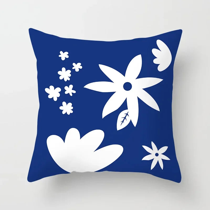 Abstract Geometric Mountain Pillowcase Blue Polyester for Sofa Hotel Office Seat Cushion Cover