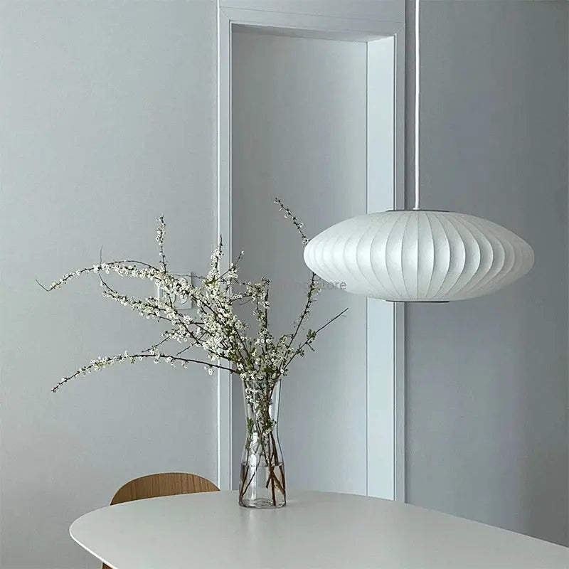 Axyaa Silk White Pendant Lamp for Dining Kitchen Island LED E27