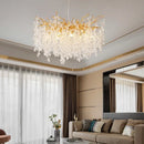 Axyaa Gold Glass Chandelier Pendant Lamp for Home Decor Lighting