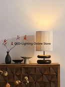 Axyaa Walnut Wood Bedside Table Lamp - Retro Design for Bedroom and Living Room