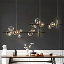 Axyaa Black Glass Ball Chandelier LED Pendant Lamps for Modern Home Decor