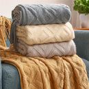 Axyaa Chunky Knit Camel Throw Blanket - Soft Cozy Cable Knitted Blanket with Tassels