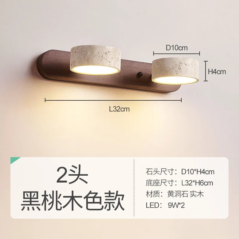 Axyaa Travertine Stone Sconce Light Rotatable for Bedroom Bedside