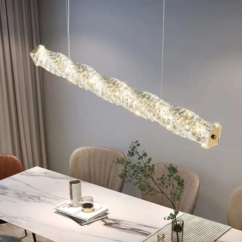 Axyaa Luxury Crystal Pendant Light - Modern LED Chandelier for Dining and Bar