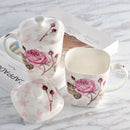 Axyaa Floral Rose Bone  Coffee Mug, Creative Flower Design, Ceramic Water Cup