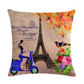 Axyaa Retro Bike Woman Linen Pillowcase 45*45cm Decorative Sofa Cushion Cover