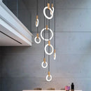 Axyaa Wooden Chandelier Modern Ceiling Lights Stairs Hanging Pendant Lamps